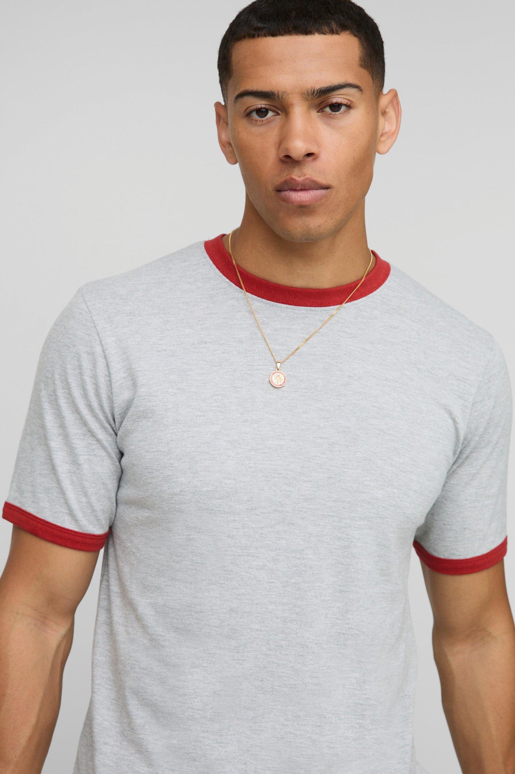 Regular Fit Ringer Crew Neck T-Shirt | boohooMAN USA Product Image