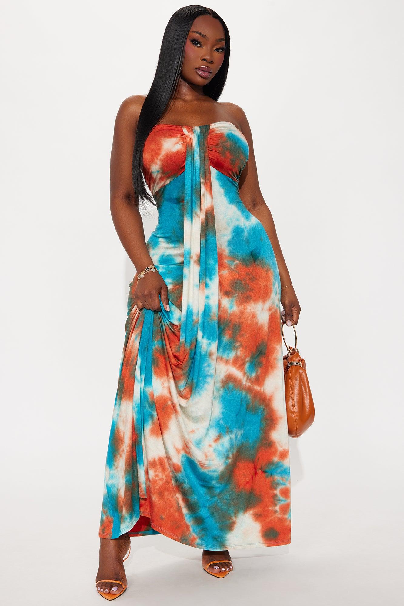Sabrina Tie Dye Maxi Dress - Blue/combo Female Product Image