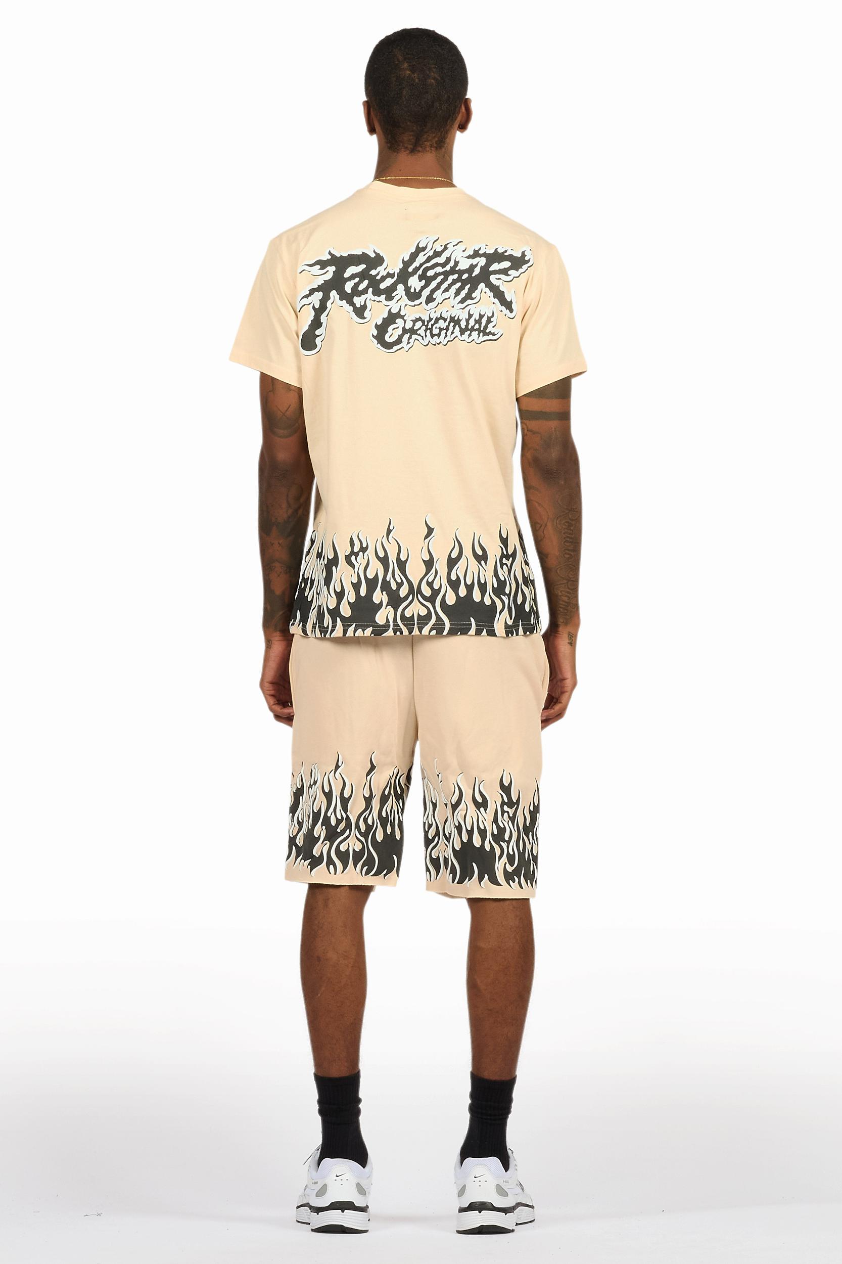 Bubble Beige T-Shirt/Short Set Male Product Image