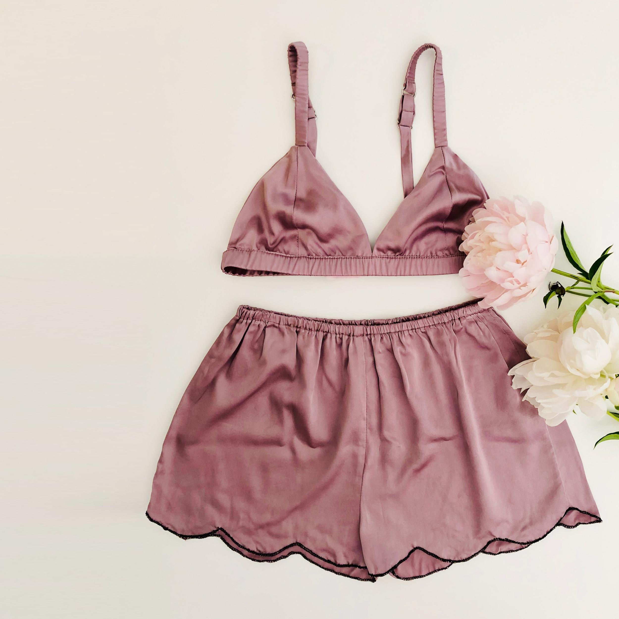 Custom Bralettes and Shorts Set | 19 Momme Silk Charmeuse Product Image