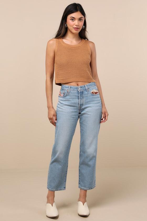 501 90's Ankle Light Wash Embroidered Straight Leg Jeans Product Image