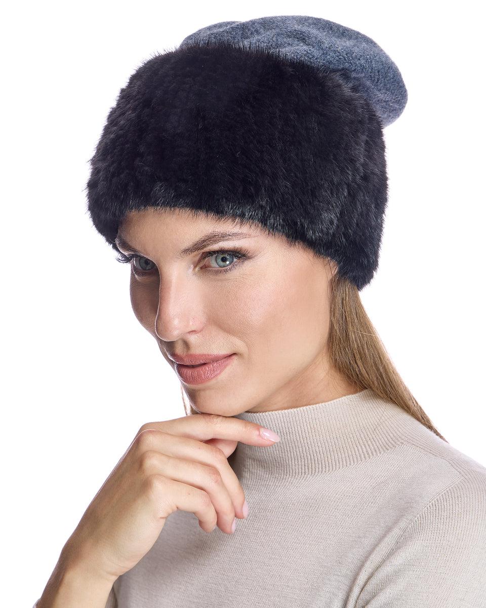 Wool Hat With Knitted Mink trim Product Image