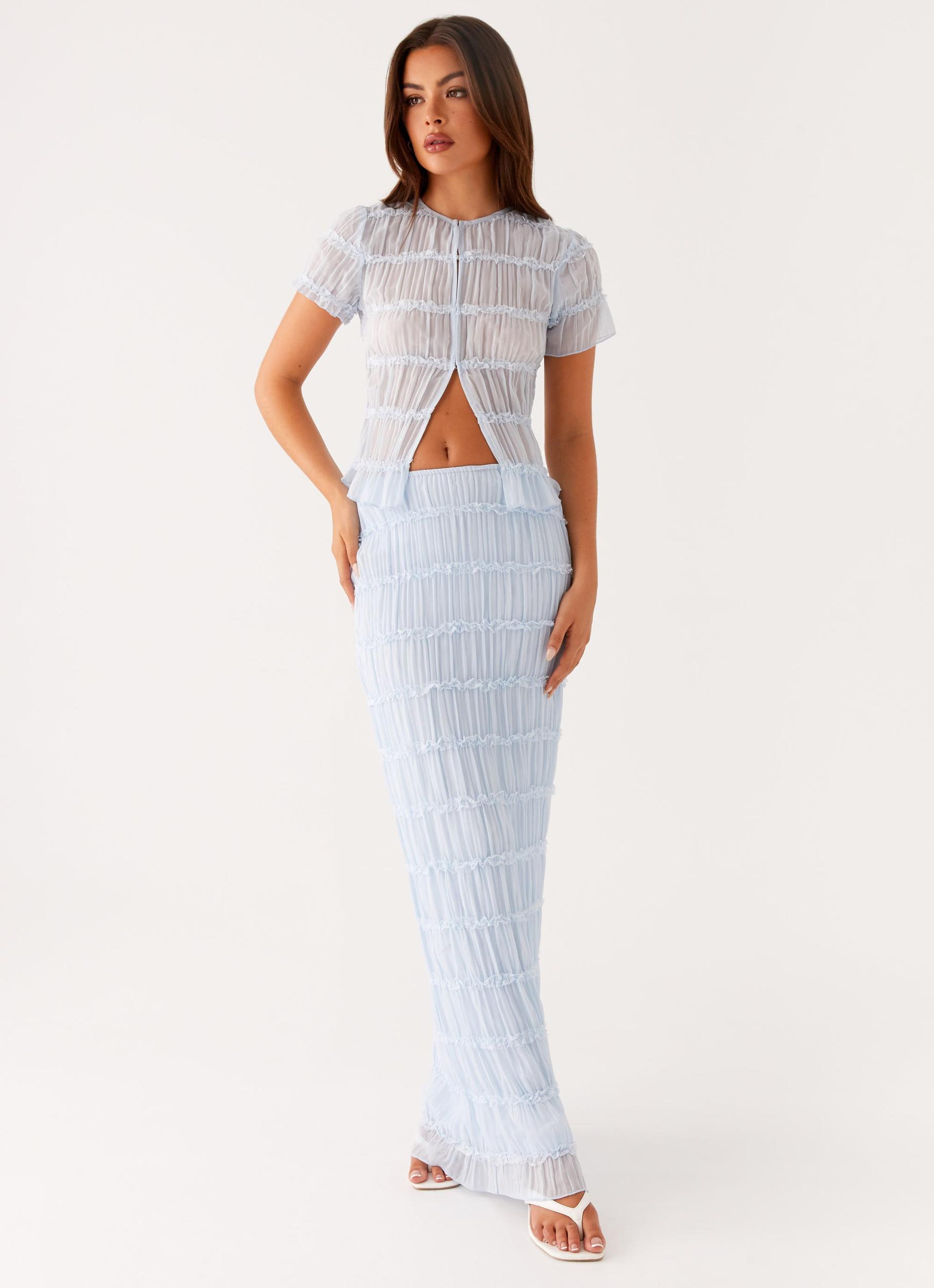 Daydreaming Low Rise Maxi Skirt - Blue Product Image