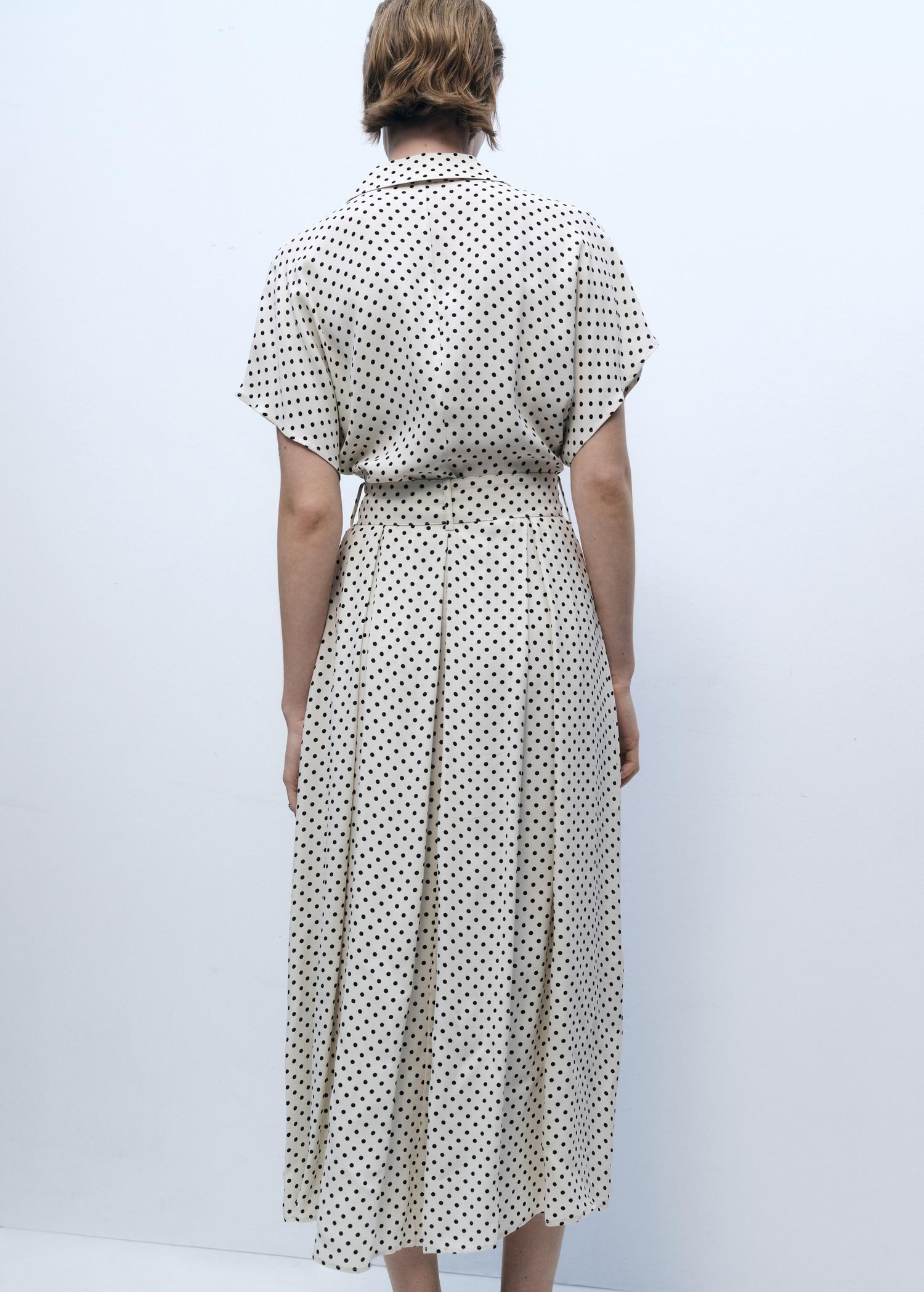 Polka-dot dress with belt - Women | MANGO USA Product Image