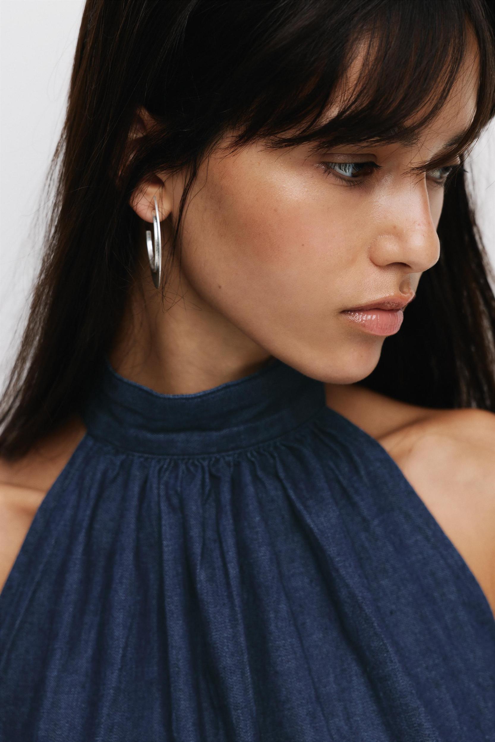 Short balloon denim dress Product Image