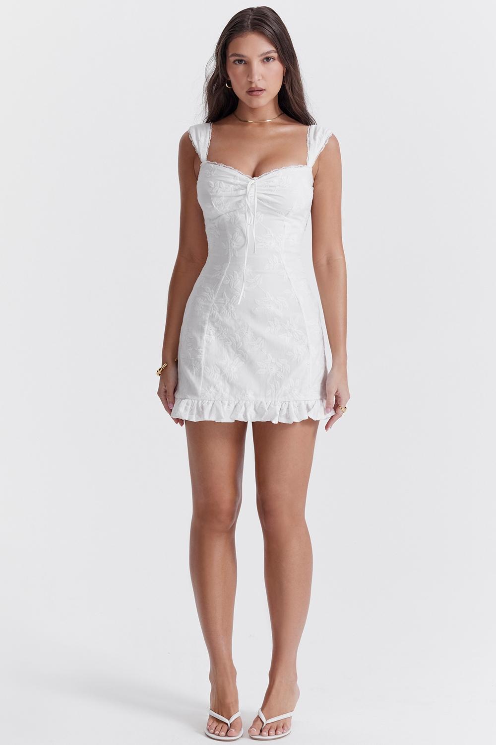 Odessa  white embroidered mini dress Product Image