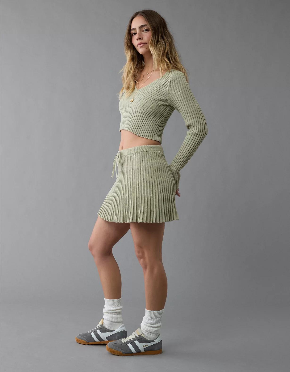 AE Ribbed Knit Mini Skirt Product Image