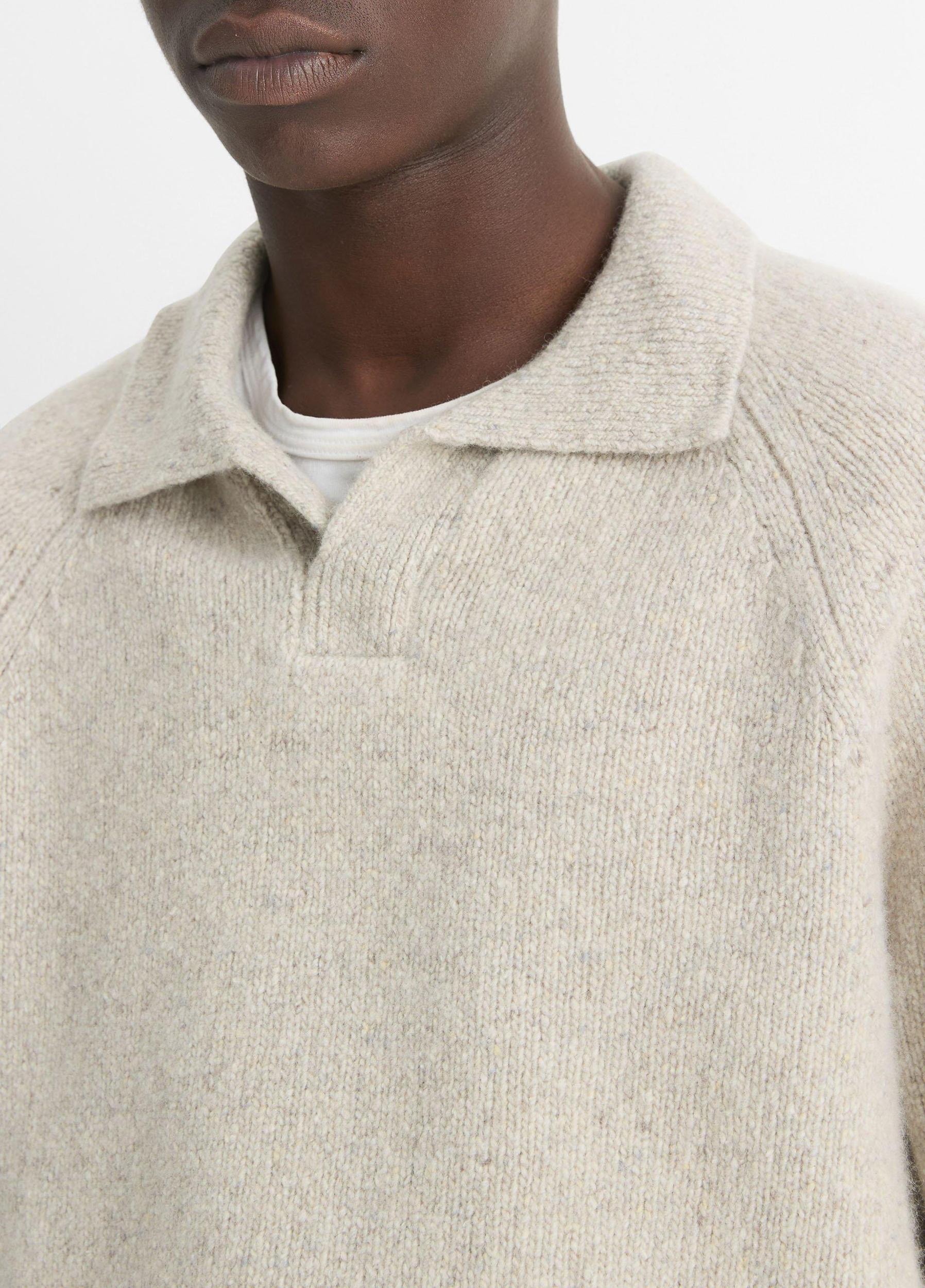 Cashmere Donegal Johnny-Collar Sweater Product Image