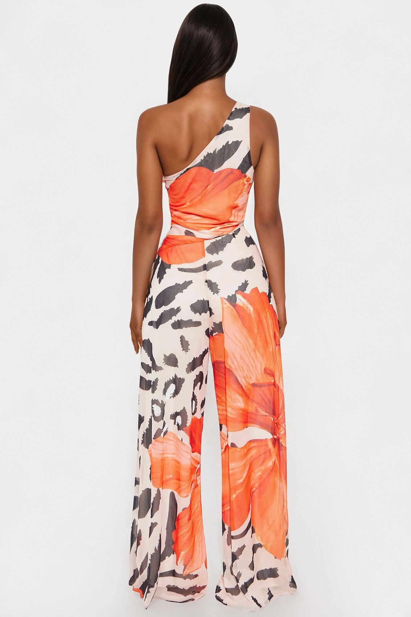 Spring Fling Tropical Pant Set - Orange/combo Female Product Image