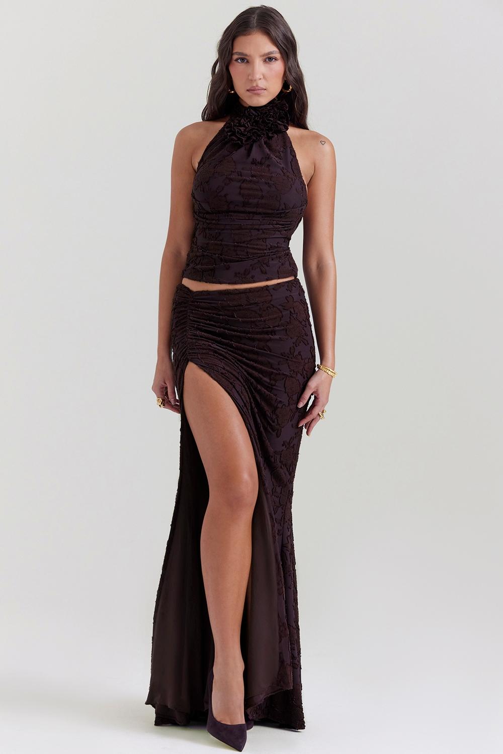 Adrielle  cocoa midi skirt Product Image