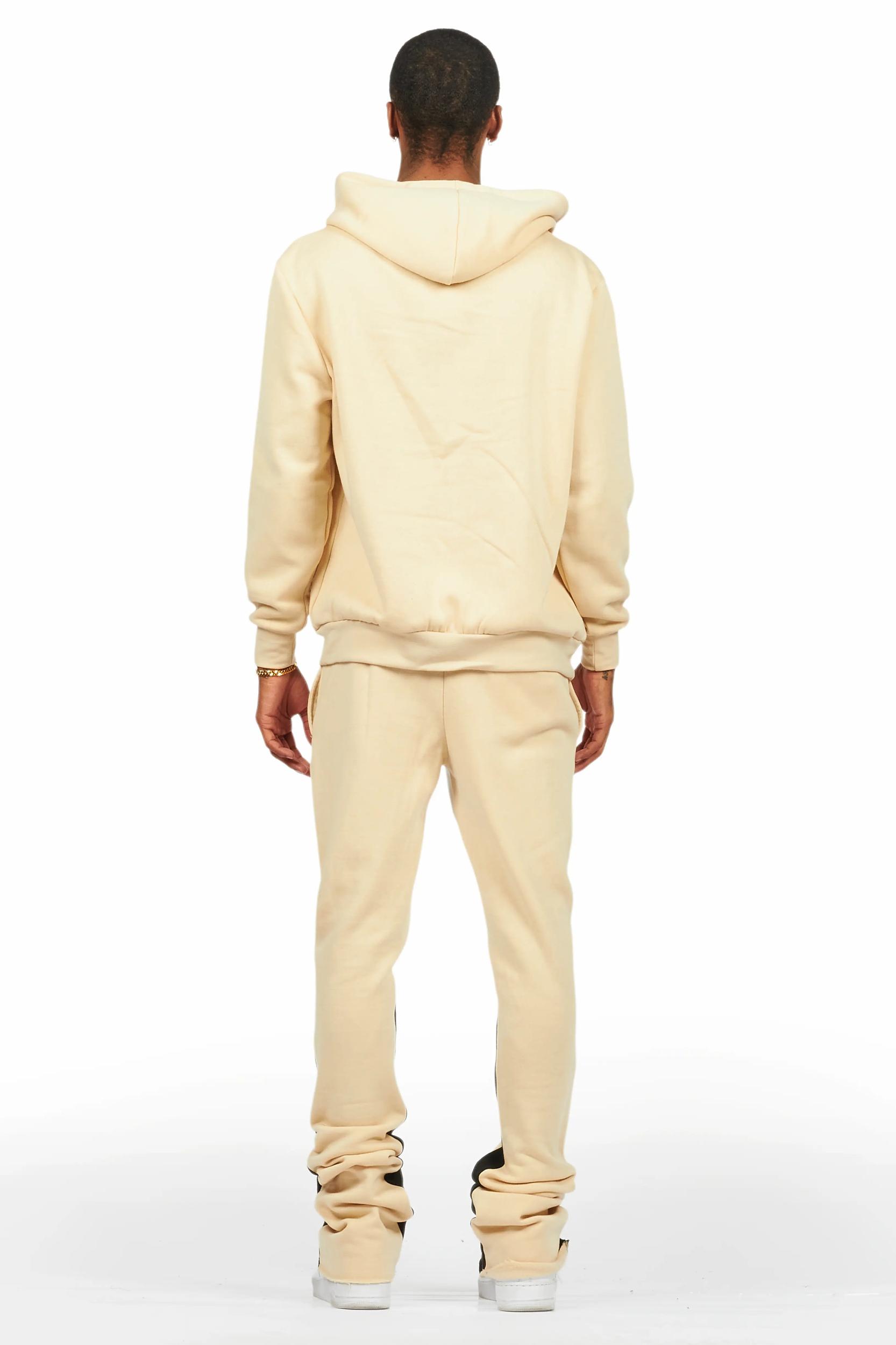 Sana Beige Hoodie/Stacked Flare Track Pant Set Male Product Image