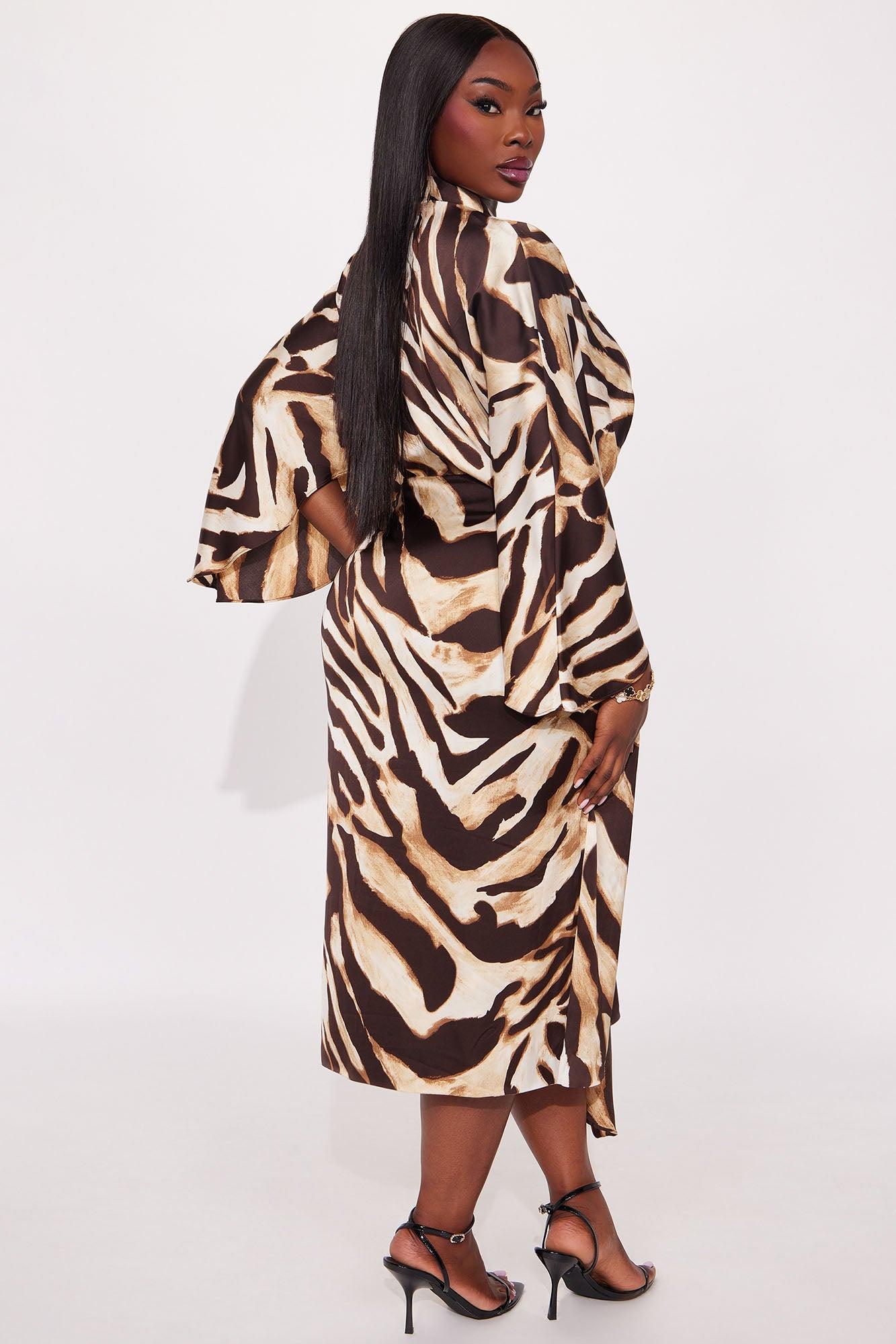 Reese Animal Print Midi Dress - Brown/combo Female Product Image