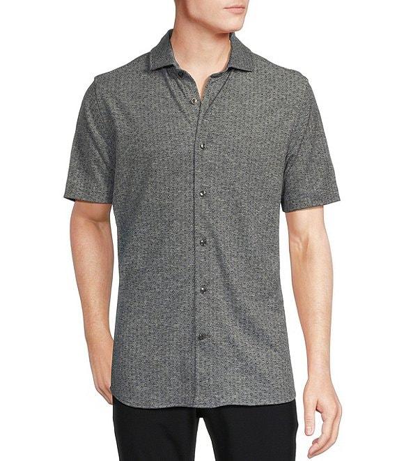 Daniel Cremieux Signature Label Jersey Jacquard Short Sleeve Coatfront Shirt Product Image