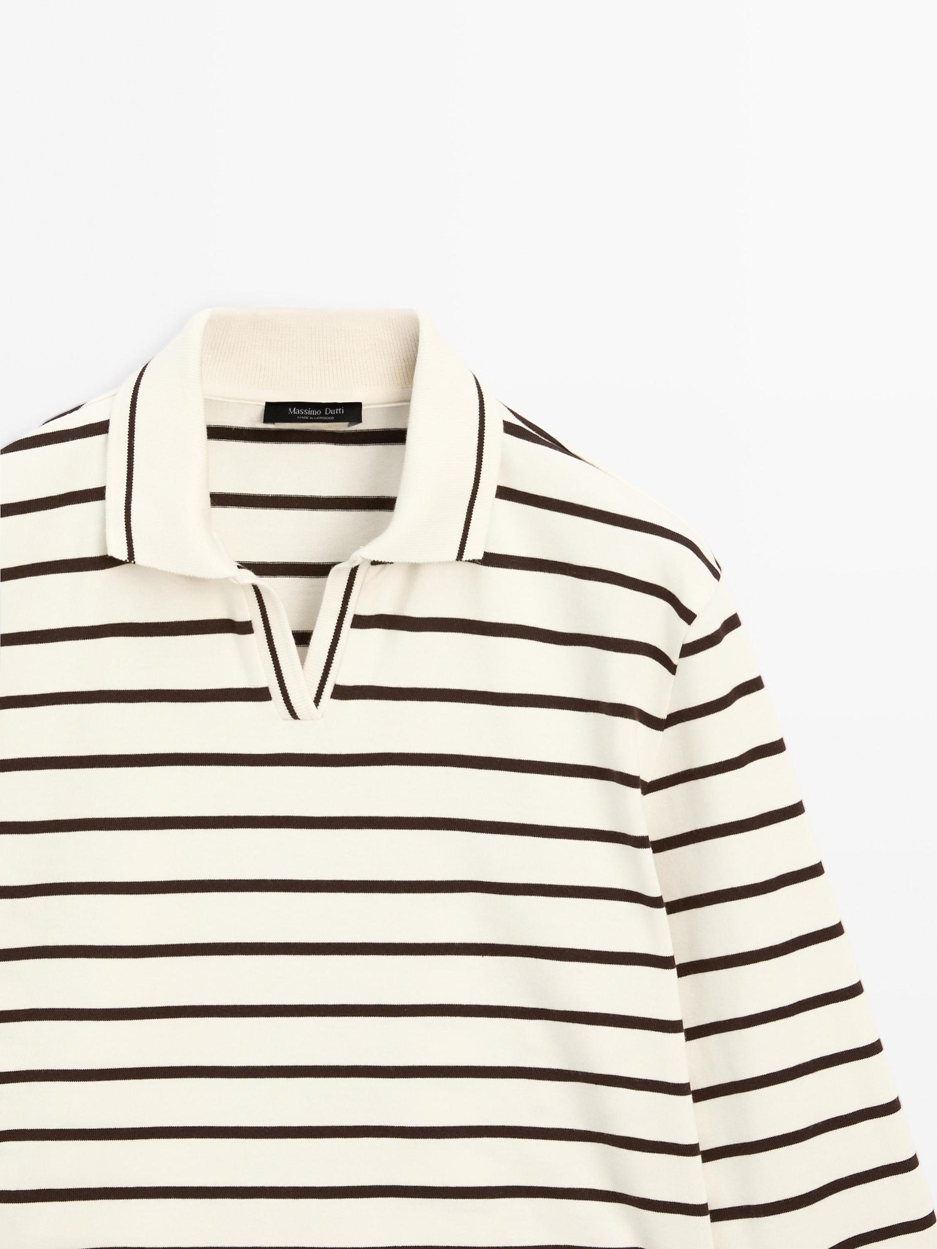 100% cotton striped polo shirt Product Image