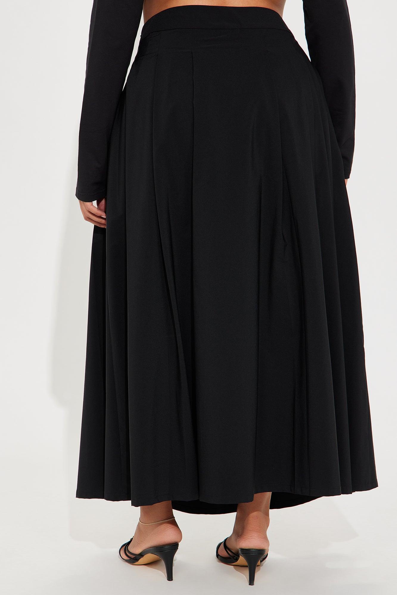 Alayah Pleated Maxi Skirt - Black Product Image