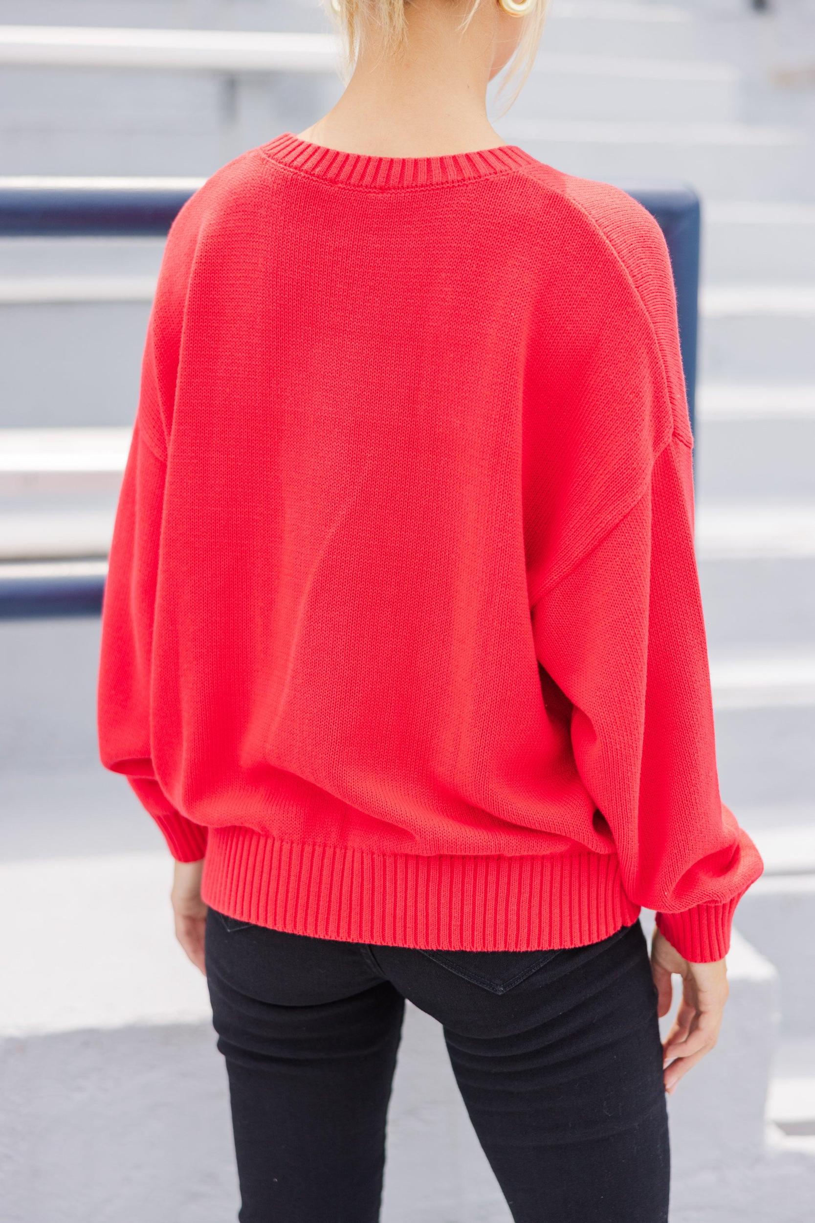 It's A Win Red Georgia Script Sweater Female Product Image