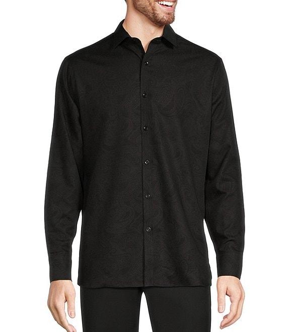 Murano Slim Fit Jacquard Sateen Long Sleeve Woven Shirt Product Image
