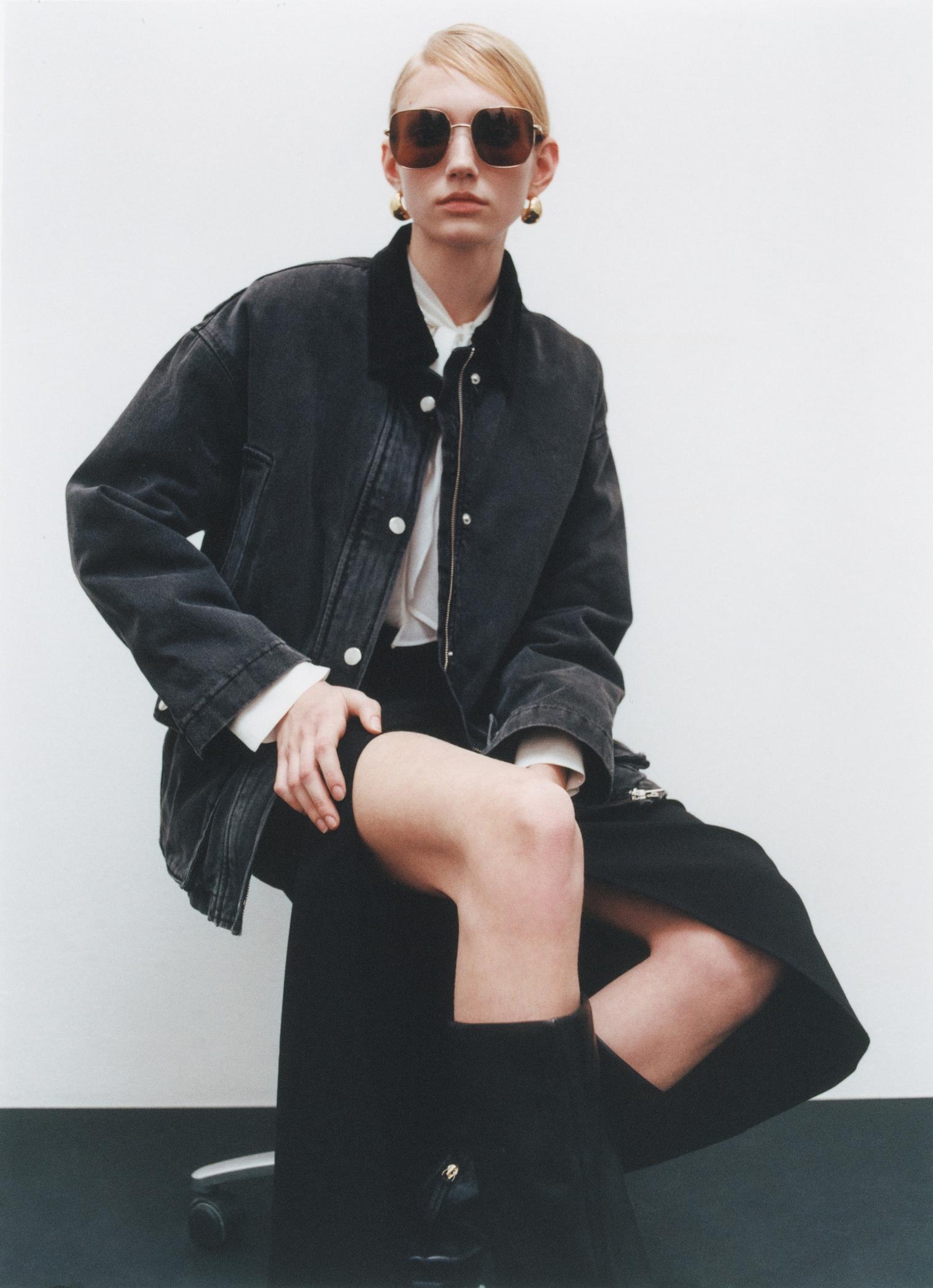 Jacket with corduroy collar pockets - Women | MANGO USA Product Image