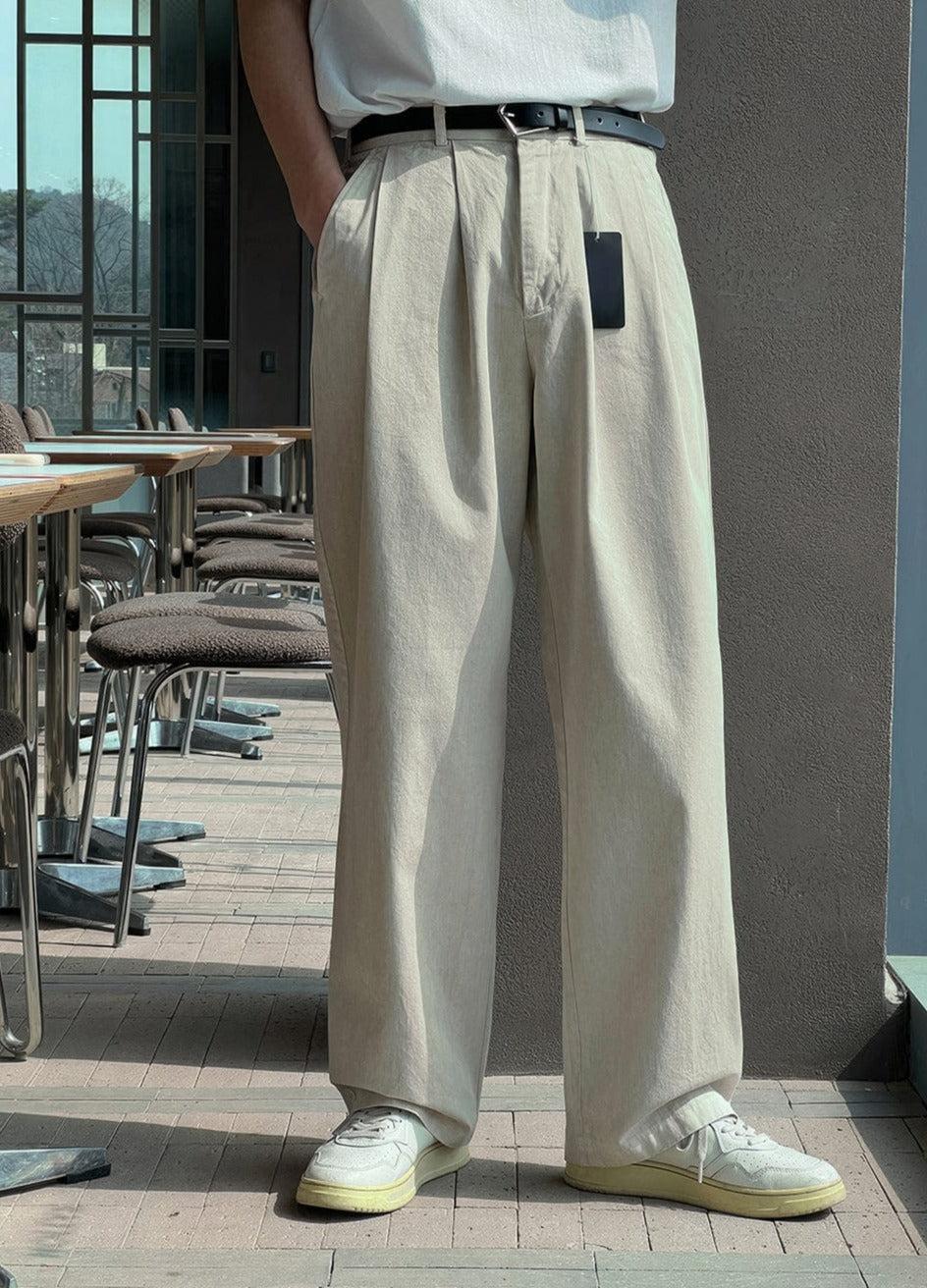 RT No. 11644 PLEATED FOLDED RELAX STRAIGHT JEANS Product Image