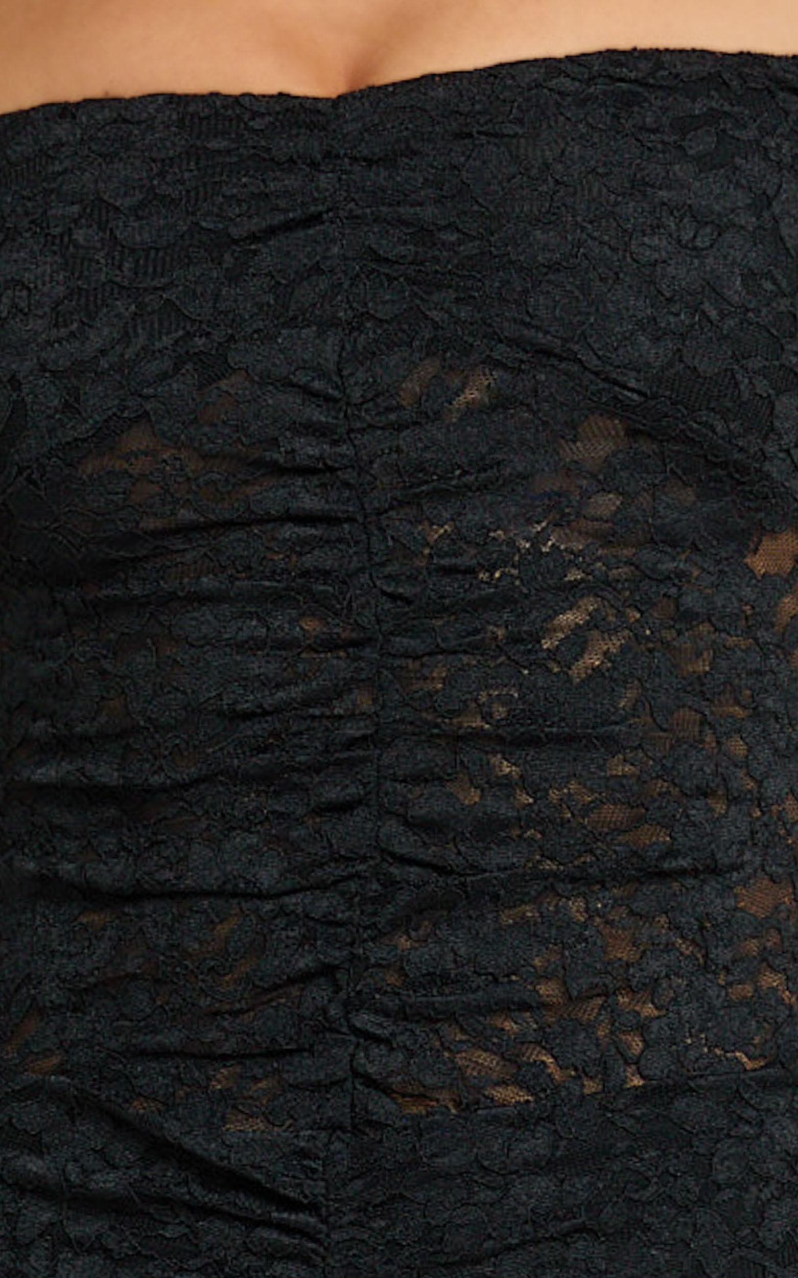 Brenda Maxi Dress - Lace Scoop Neck Keyhole Bodycon Dress in Black Product Image