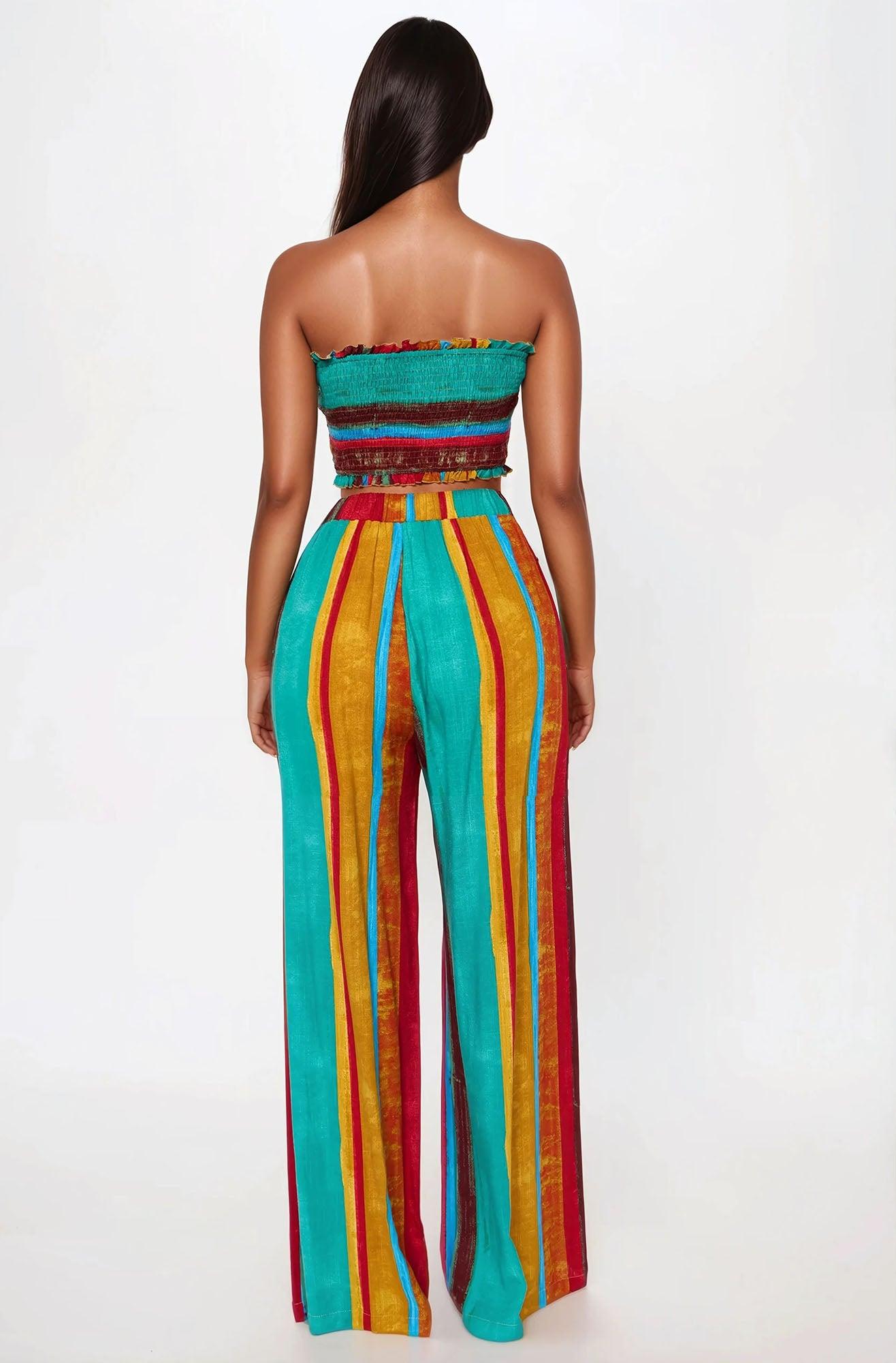 Bohemian Dreams Linen Pant Set - Multi Color Product Image