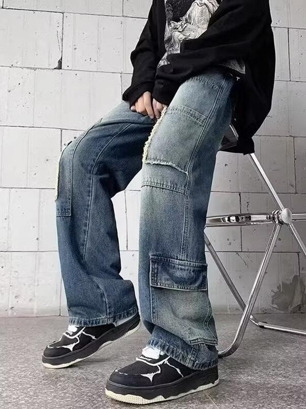 Men's Vintage Multi Pocket Loose Jeans Product Image