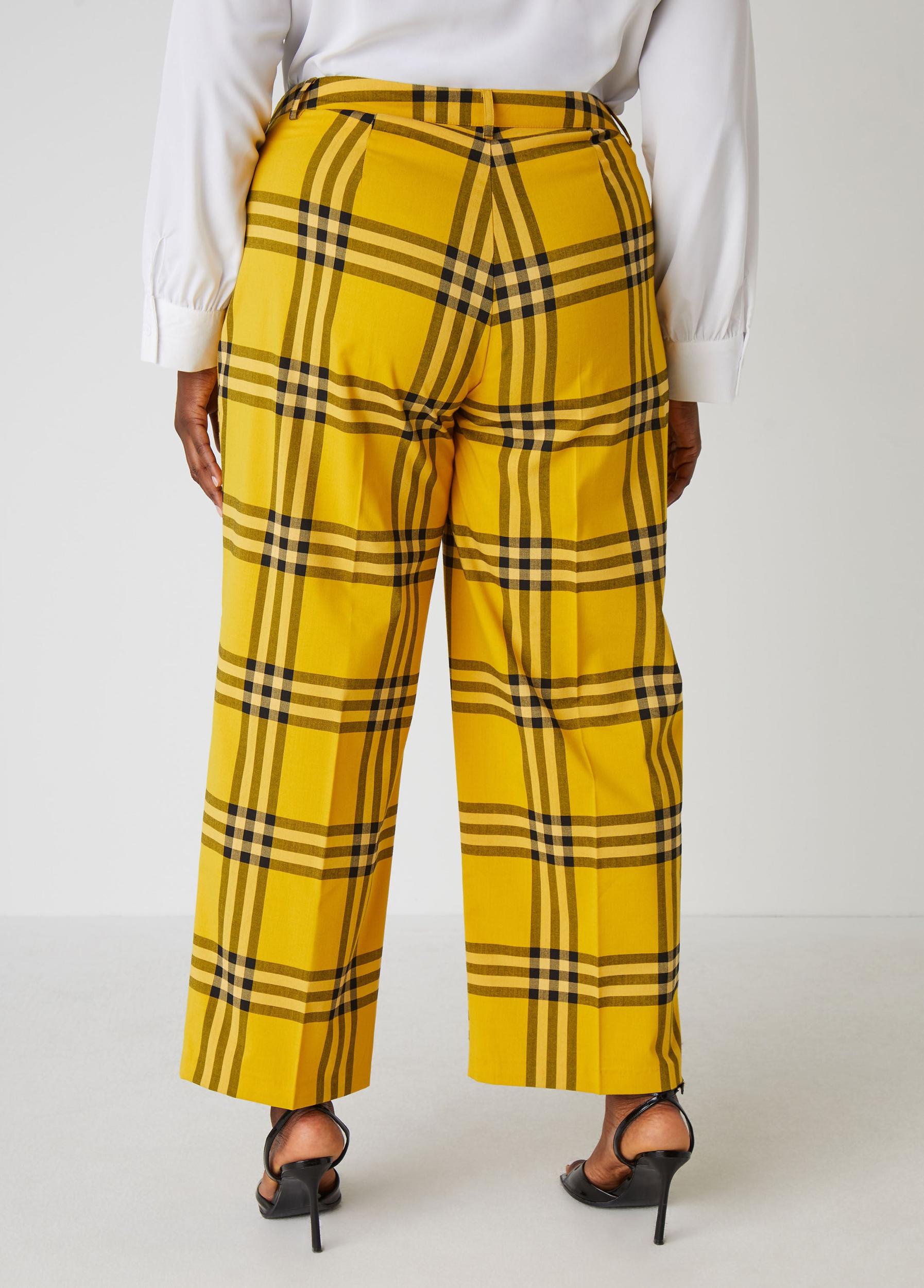 Plaid High Rise Twill Trousers Product Image