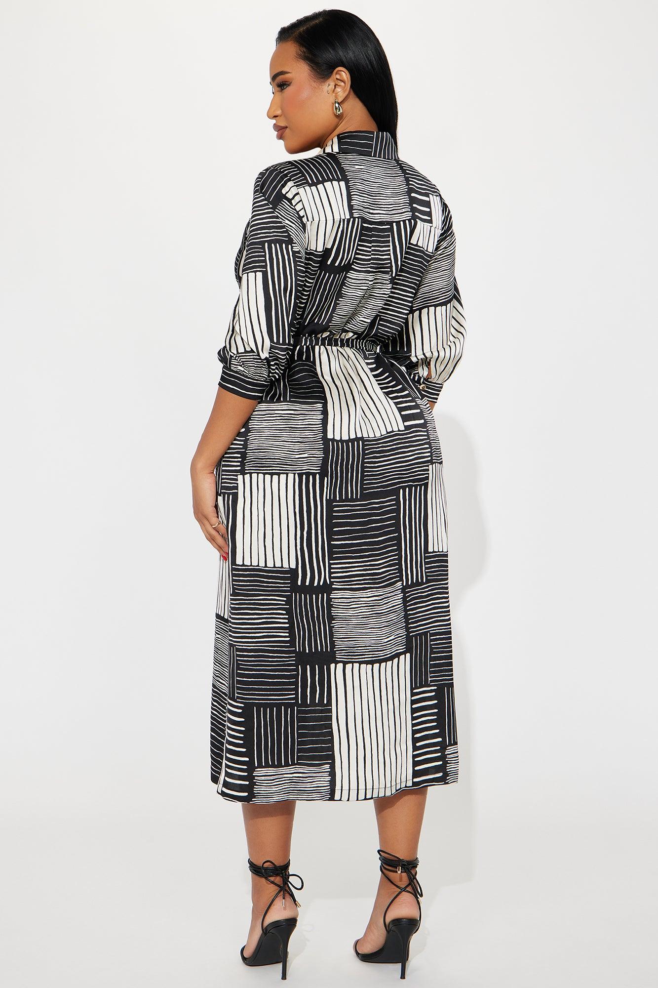 Wyonna Tie Waist Midi Dress - Taupe/combo Product Image