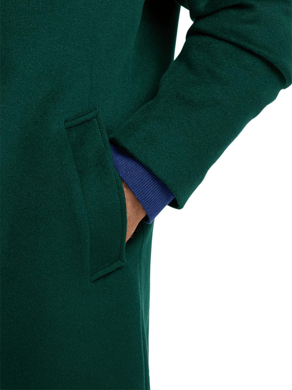 Wool Double Breasted Carcoat - Dark Green Product Image
