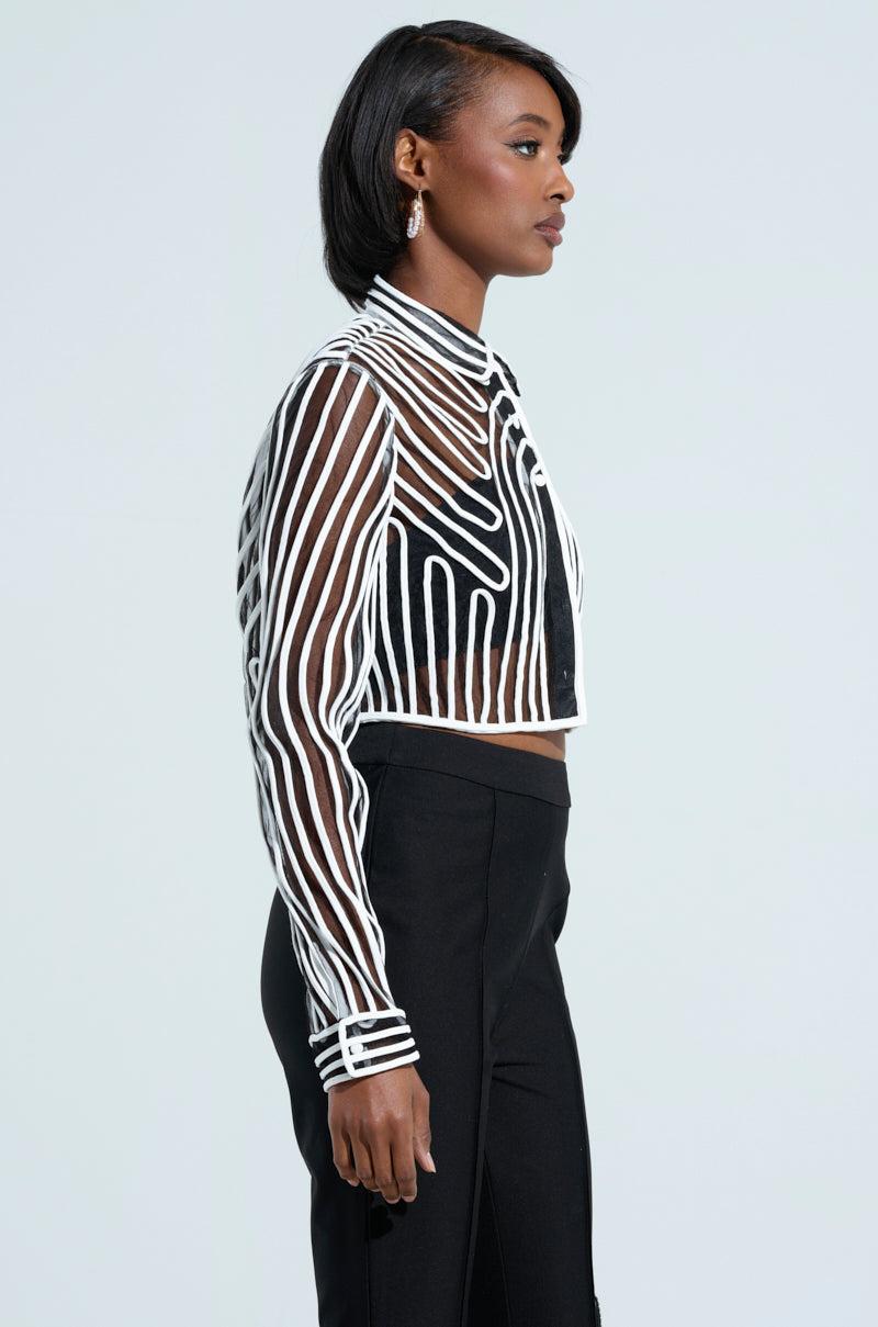 EVA LONG SLEEVE BUTTON DOWN STRIPED SHIRT Product Image