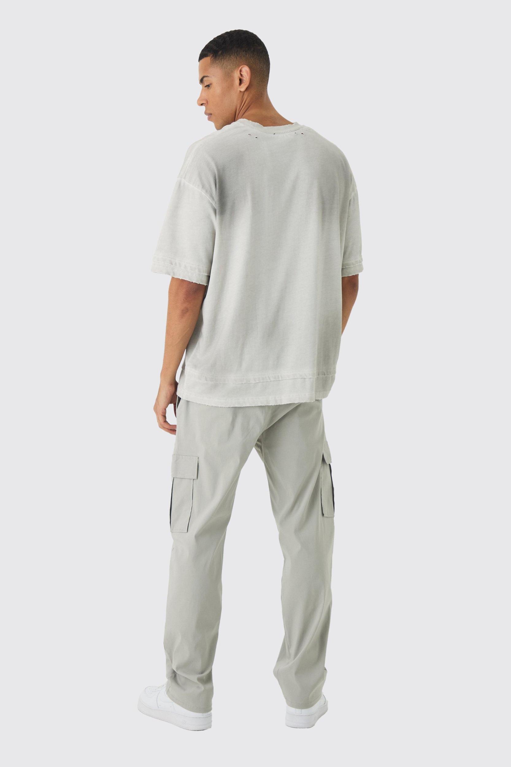 Straight Leg Elasticated Waist Technical Stretch Cargo Pants | boohooMAN USA Product Image