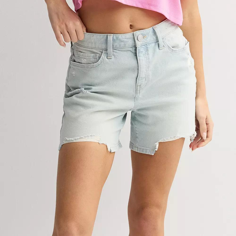 Juniors' SO® High-Rise Curvy 90s Loose Jean Shorts, Women's,  Product Image