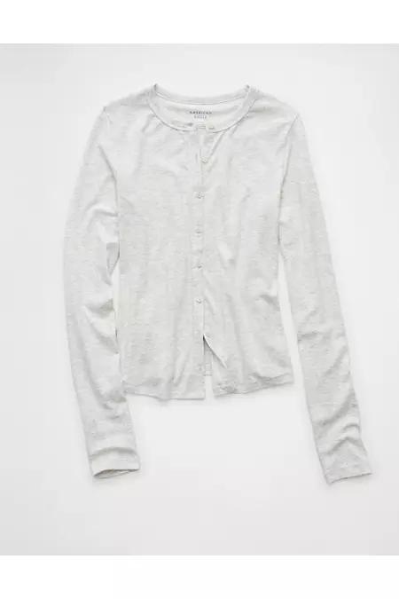 AE Long-Sleeve Button-Up T-Shirt Womens Product Image