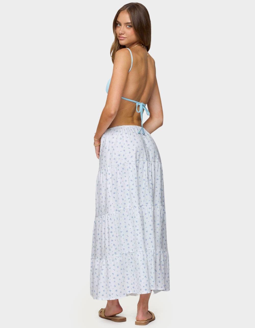 EDIKTED Charley Floral Tiered Maxi Skirt - WHITE Product Image