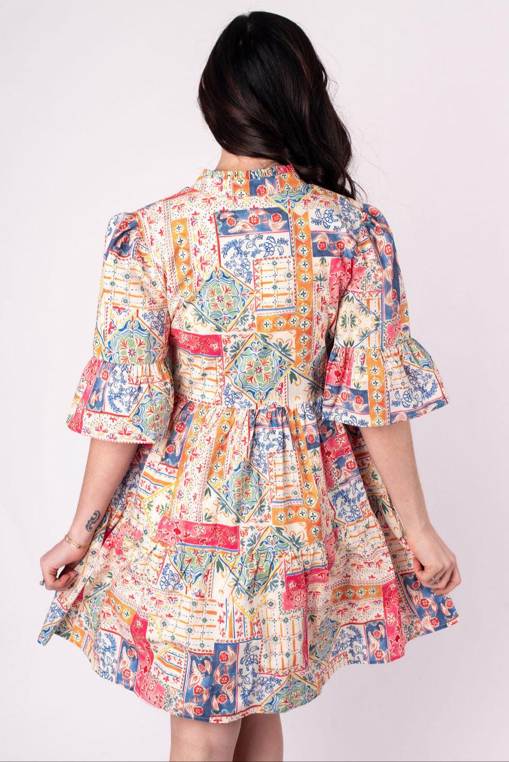 Jane V-Neck Mini Dress Product Image