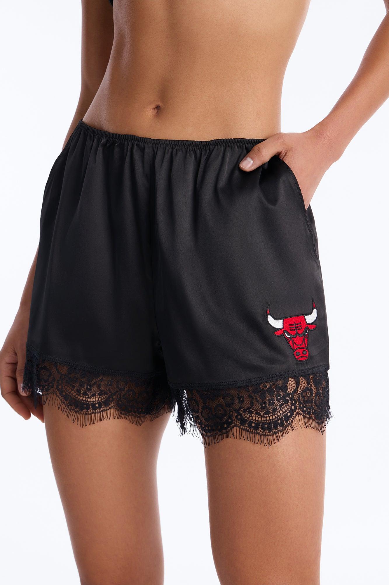 NBA Satin Chicago Bulls Shorts - Black Female Product Image
