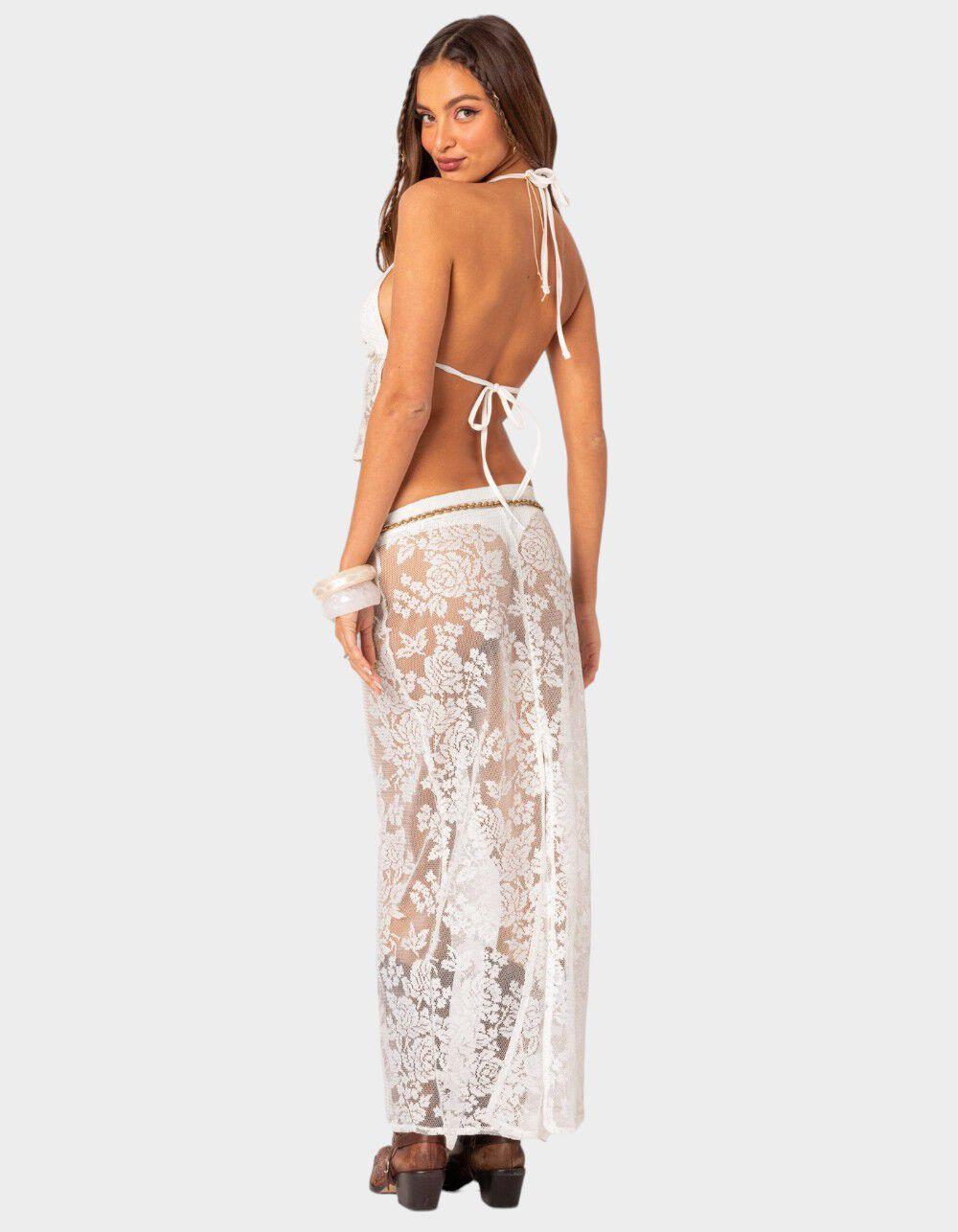 EDIKTED Bess Sheer Lace Maxi Skirt - WHITE Product Image