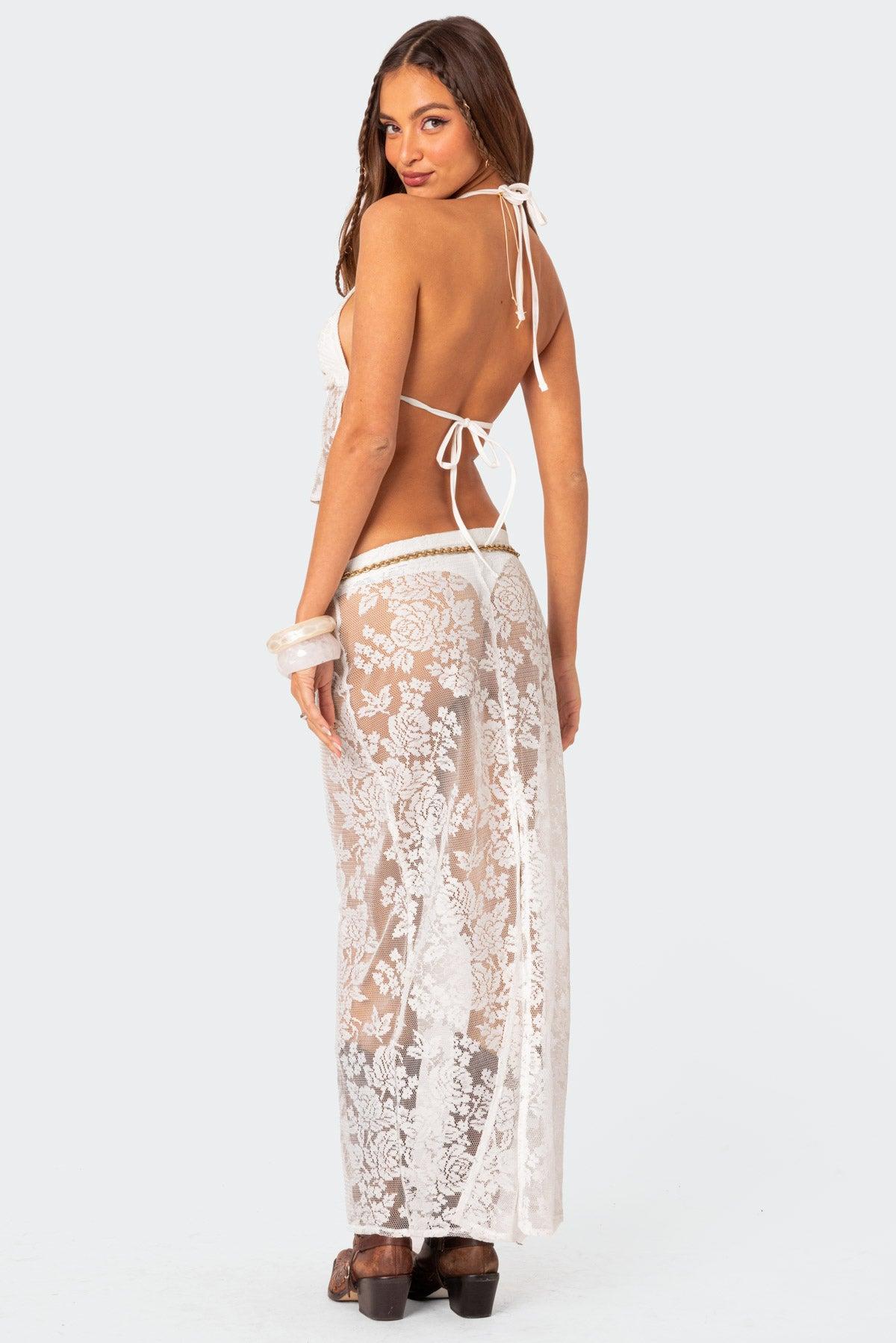 Bess Sheer Lace Maxi Skirt Product Image