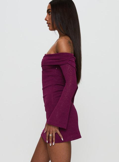 Firenza Long Sleeve Mini Dress Purple Product Image