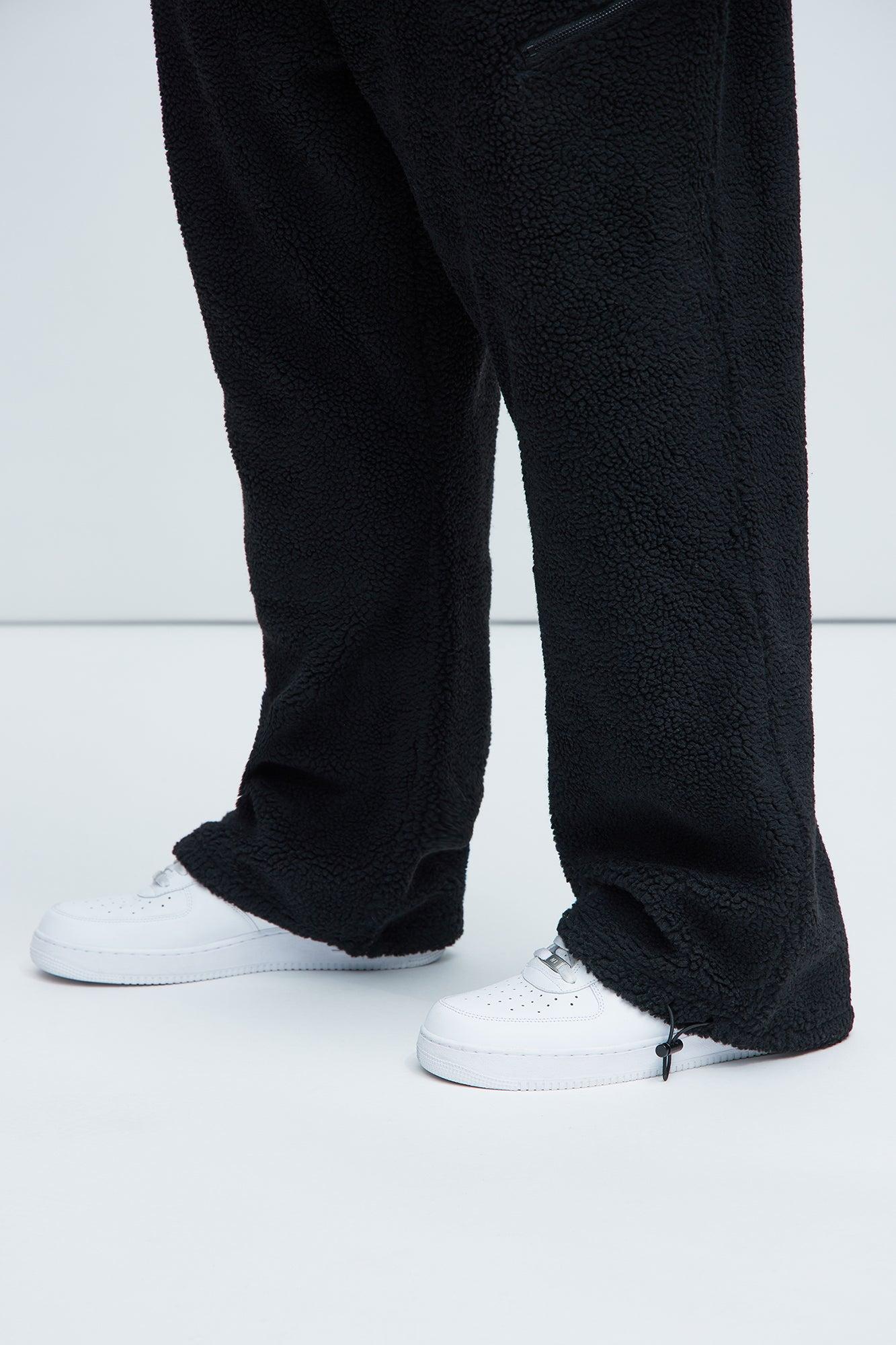 Axel Polar Fleece Zip Straight Sweatpants - Black Product Image