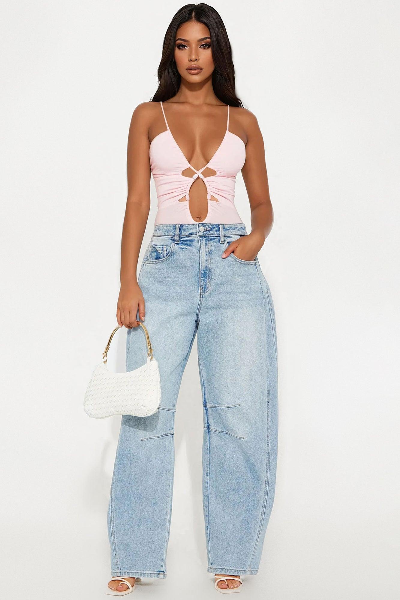 Synergy Cut Out Ruched Bodysuit - Pink Female Product Image