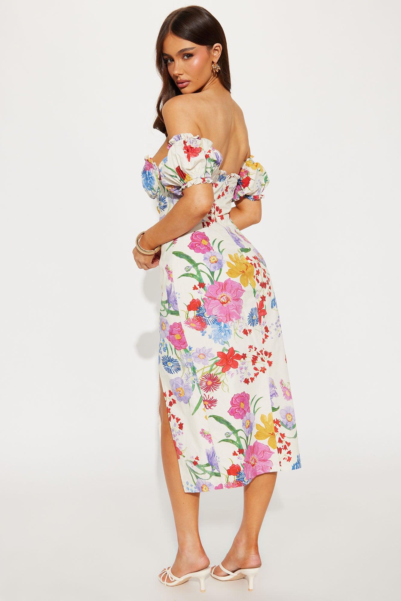 Dahlia Floral Midi Dress - Multi Color Product Image