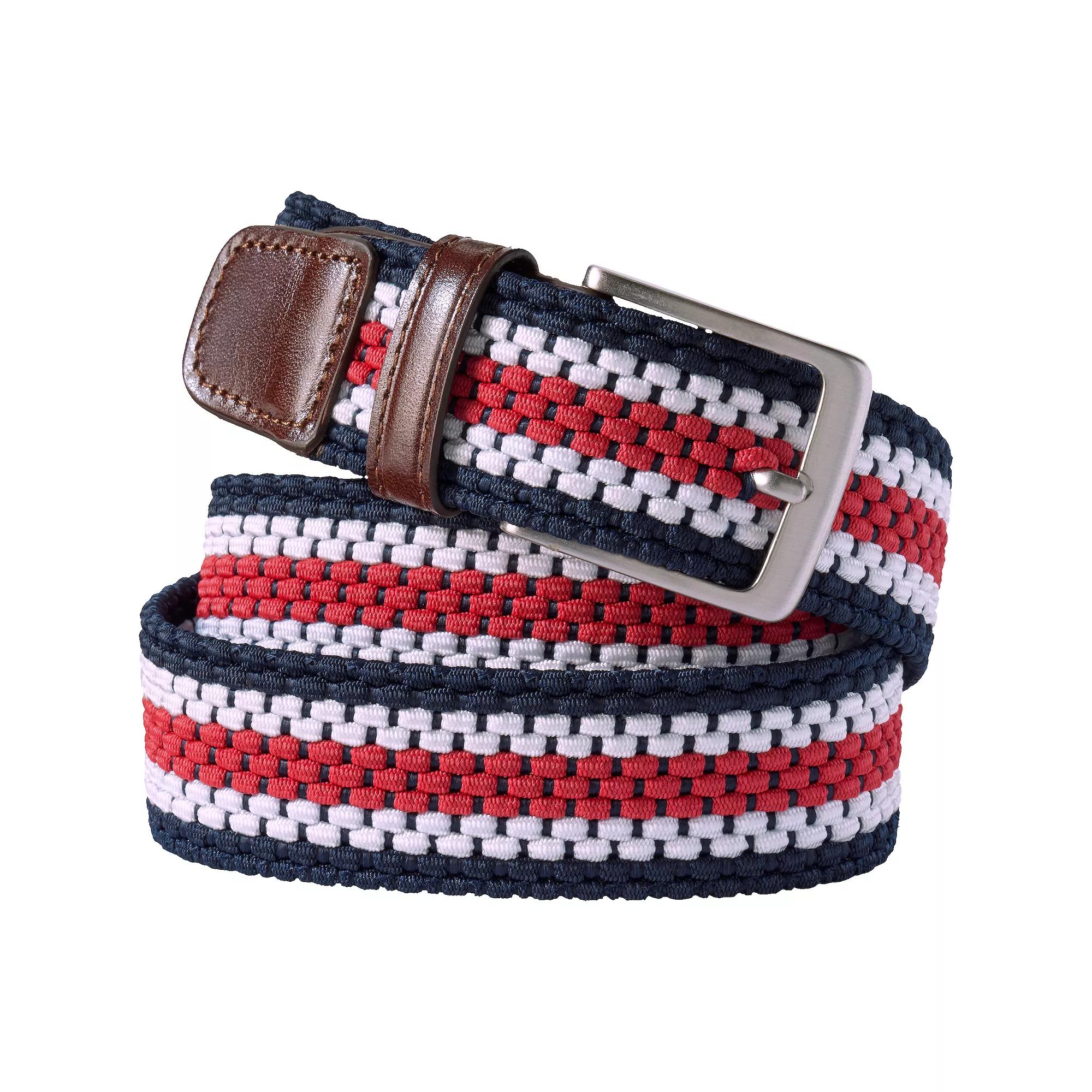 Men's Lands' End Elastic Braid Leather Trim Belt,  Product Image