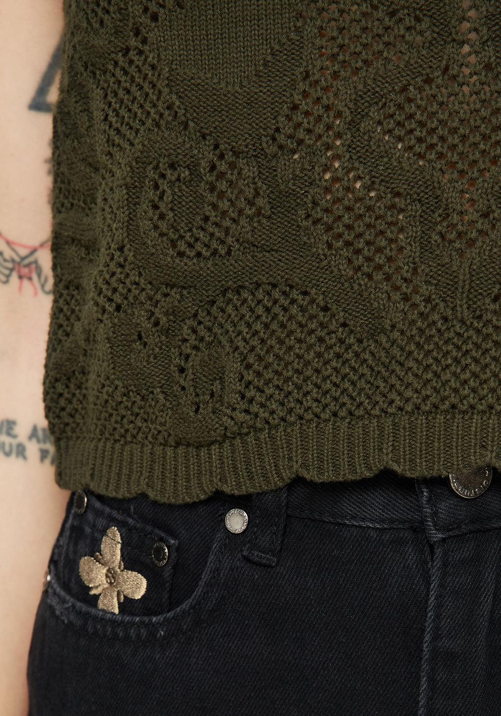 Tulip Jacquard Knit Crop Top Product Image