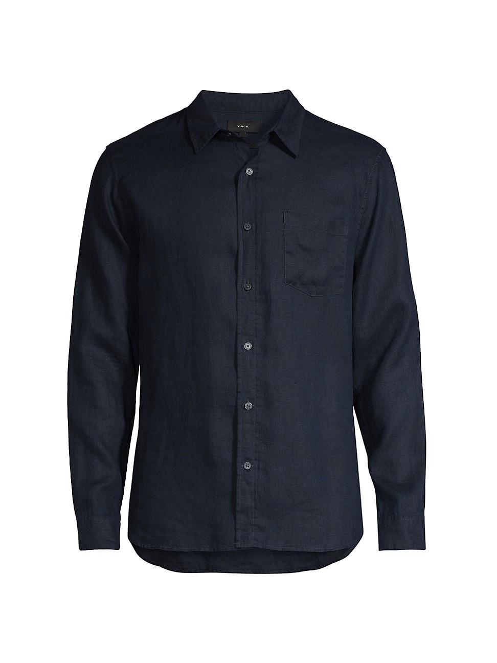 Vince Solid Linen Button Down Shirt Product Image