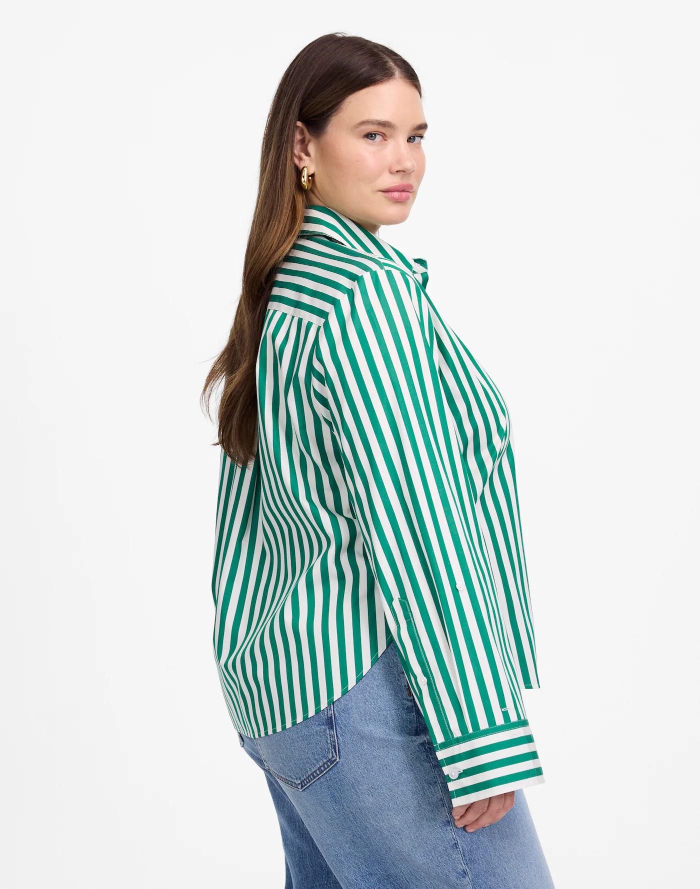 Poplin Easy Y-Neck Button-Up Shirt Product Image