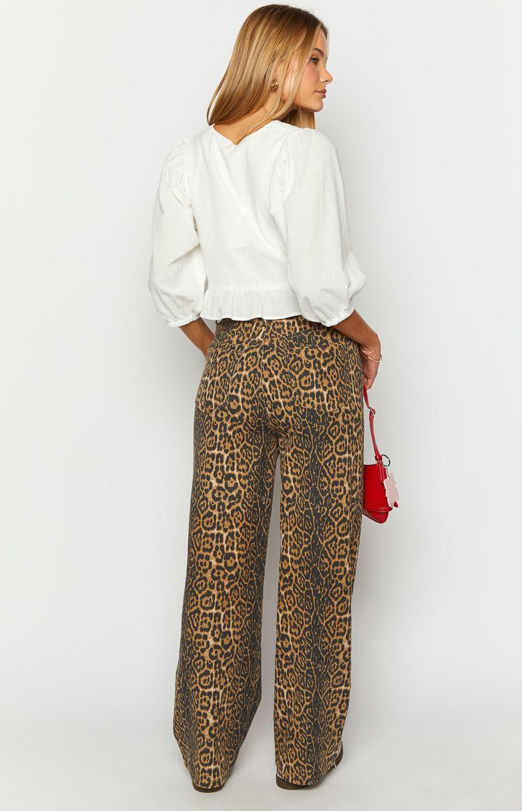 Brunet Leopard Print Straight Leg Jeans Girls Product Image