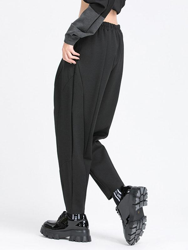 Simple Harem Pants Loose Elasticity Solid Color Casual Pants Bottoms Product Image