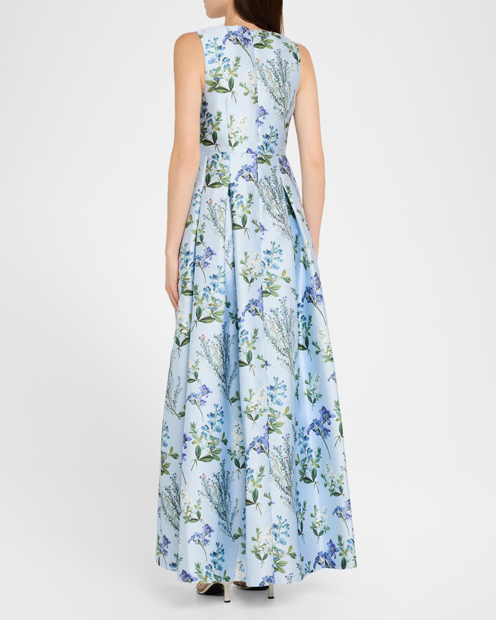 Brooke Pleated Floral-Print Mikado Gown Product Image