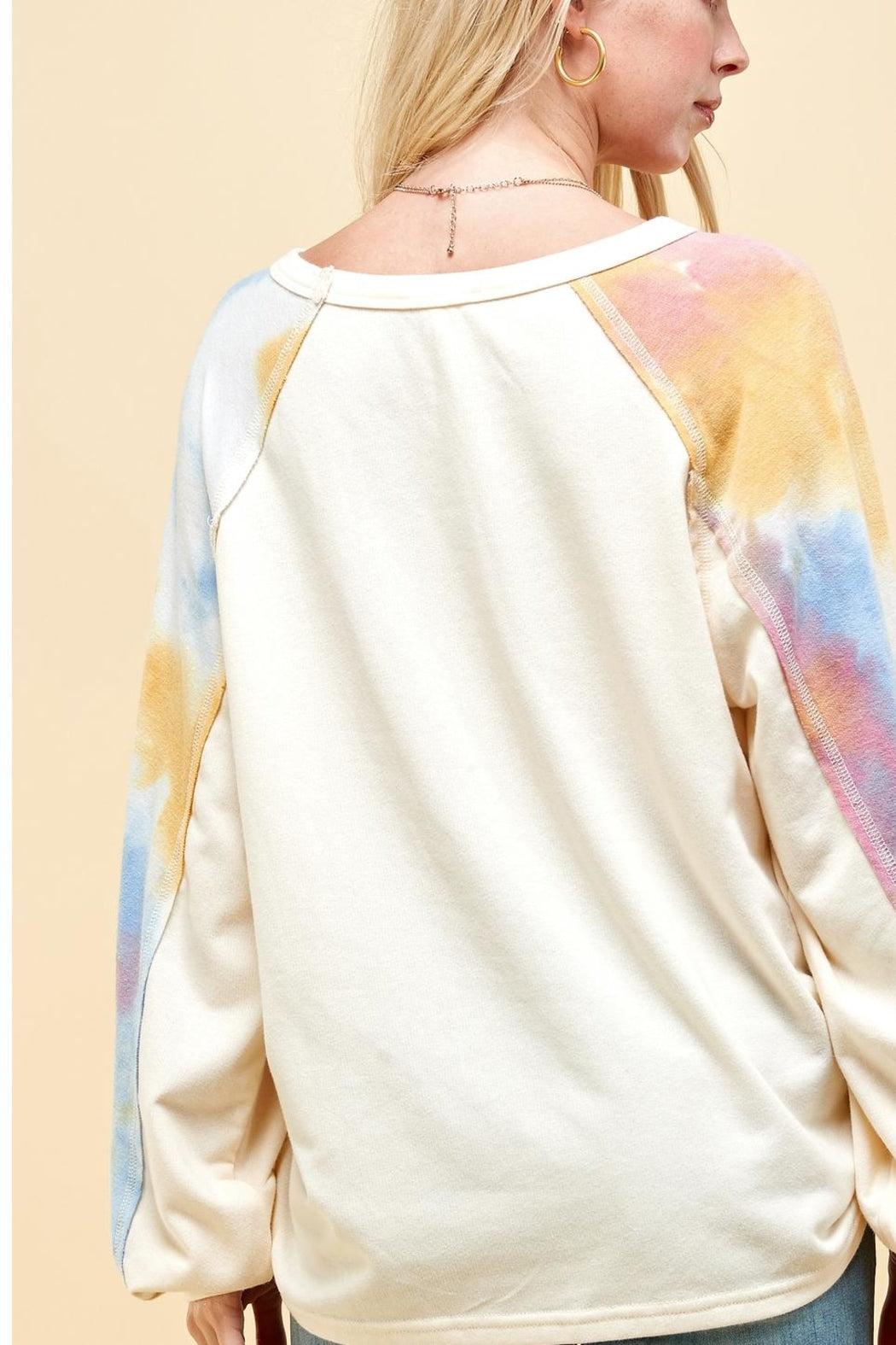 Tie Dye Sleeve Fleece Top Product Image